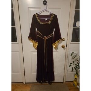Disney Velvet Medieval Renaissance Costume Dress Adult XS Burgundy Gold Belt